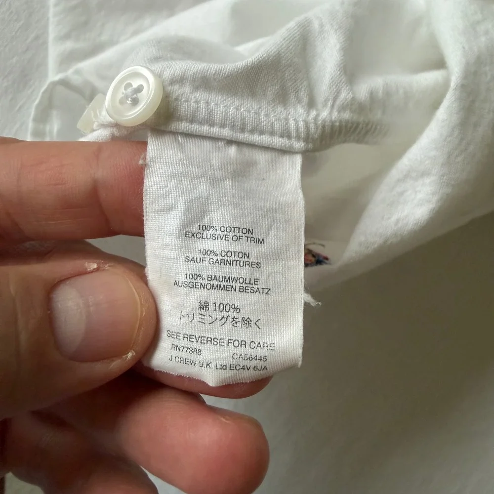 J. Crew White Embroidered‎ Car Surfboard Oxford Shirt G4742 SU17 Sm Distressed